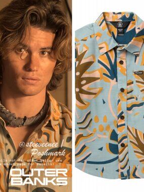 Volcom Boys Scrap Floral Shirt in Sea Glass ASO John B in Outer Banks